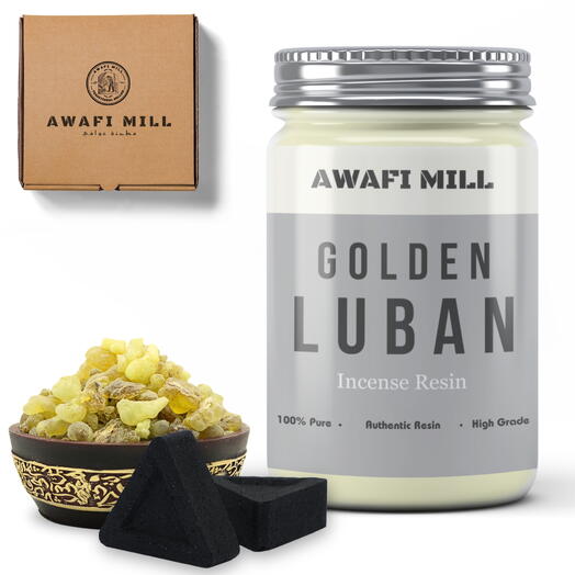 AWAFI MILL Golden Luban | треугольные угольные таблетки - бутылка 100 г с 20 угольными таблетками
