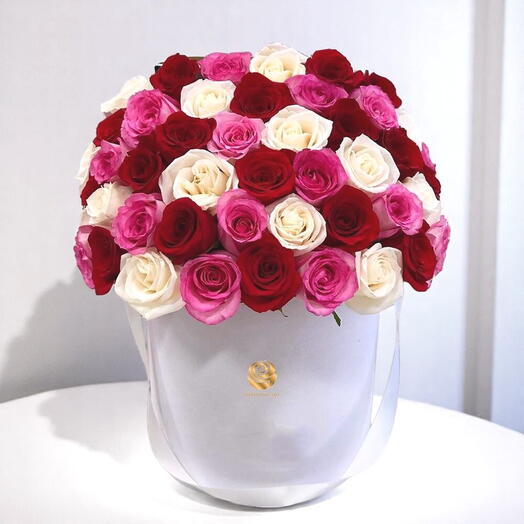 Suva - 45 Mixed Roses in White Box