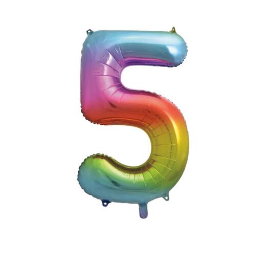 Giant Rainbow Number 5 Balloon