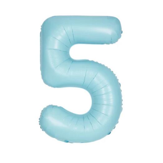 Giant Pastel Blue Number 5 Balloon
