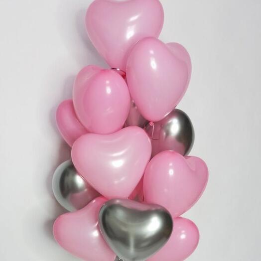 Pink with silver heart Balloons