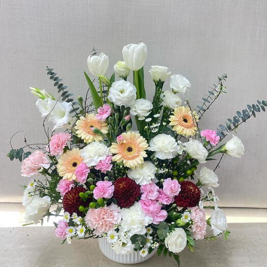 Ceramic vase mix flowers