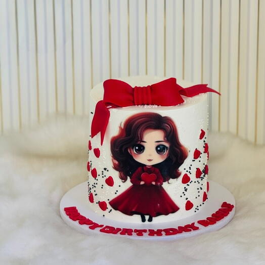 Elegant Cake with Cute Edible Photoprint and Fondant 1kg