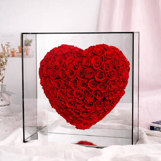 99 Forever Red Roses Heart