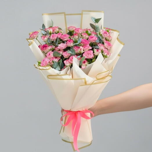 Букет розовых мини-роз