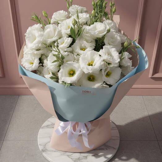 Bouquet de 15 eustomas blancs