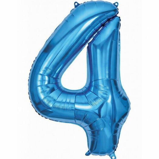 Синий фольгированный шар-цифра четыре (наполнен гелием)