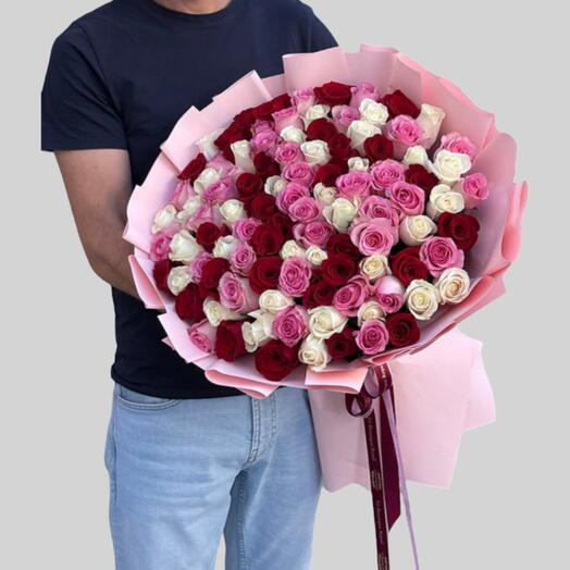 День матери Эйфория _ Букет смешанных роз