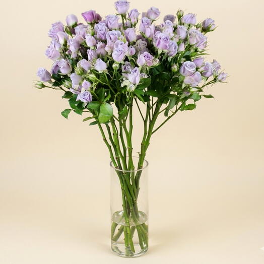 Ваза со светло-сиреневыми кустовыми розами 1132