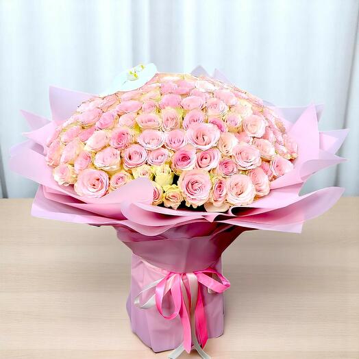 Luxurious 151 Pink Roses Bouquet with Orchid