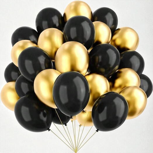 Black Gold Helium Latex Balloons - 20pcs
