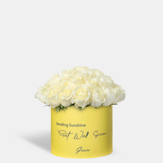 Get well Soon White Roses in Large Box