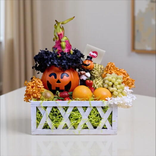 سلة فواكه حلوة ومخيفة لهالووين