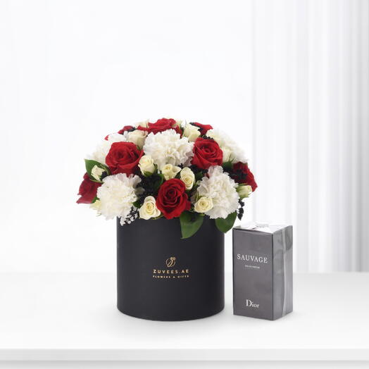 Red Sands Bloom Black Box with Dior Sauvage Perfume