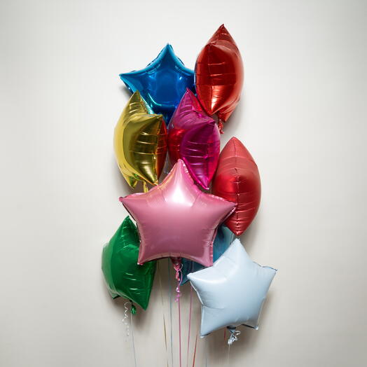 Multicolour 9 Star Foil Balloon Set  7438