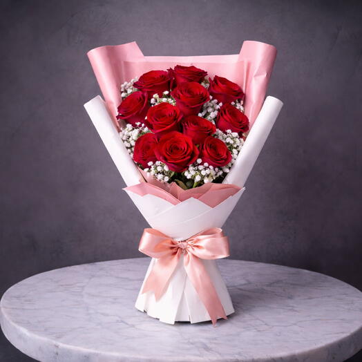 Crimson 11 Red Roses Bouquet