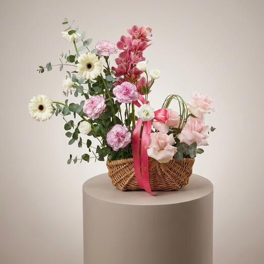 Pink and White Basket