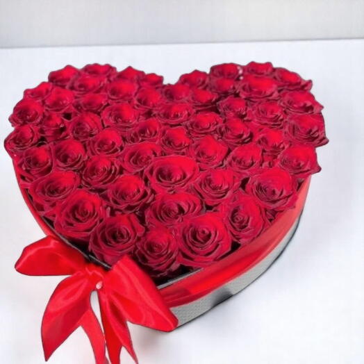 Roses in a heart-shaped box