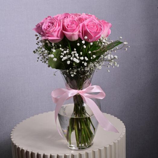 Rose Touch Arrangement in Glass vase 6999