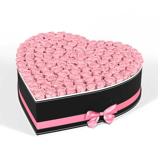 VICTORIA Secret- 101 pink rose in black heart box