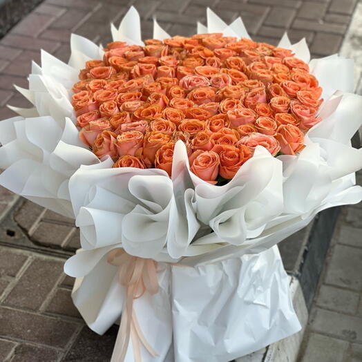 Cosmic Orange Rose Grand Bouquet