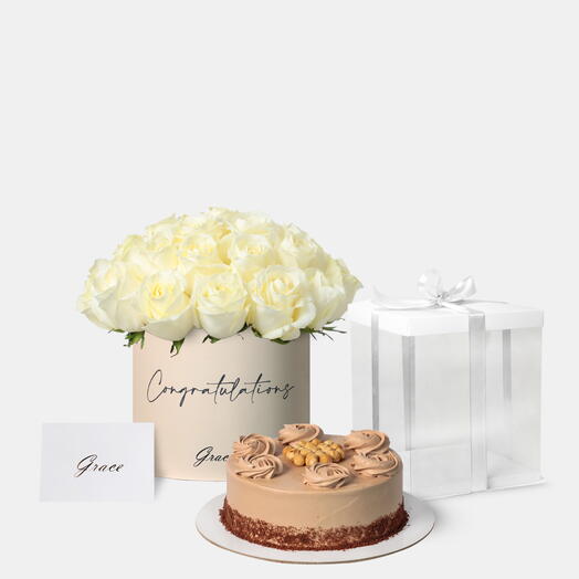 Well Done White Roses with Nutella Cake