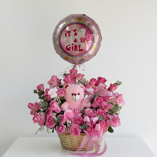 Baby Girl Rose Basket