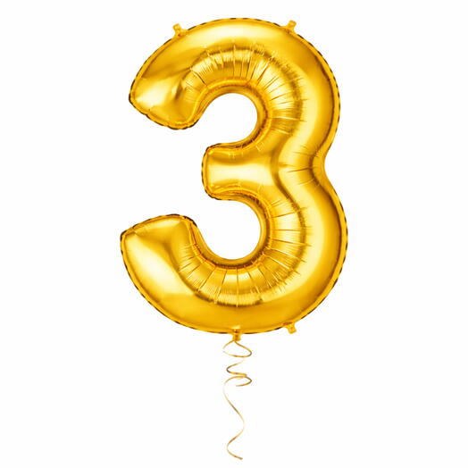 Golden Number Three Helium Balloon 40 Inhes
