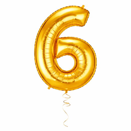 Golden Number Six Helium Balloon 40 Inches