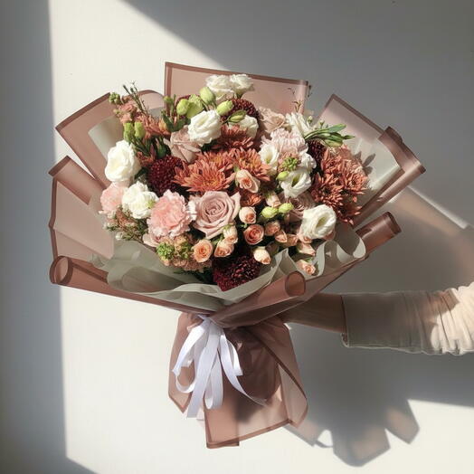 Роскошный букет из золотого шёлка - XL