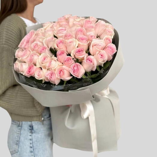 Послание маме _ Премиум-букет из 51 розовой розы
