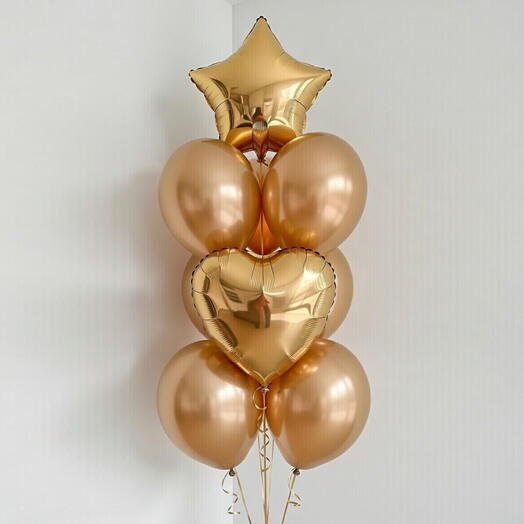 Букет шаров «Золотая звезда и сердце»