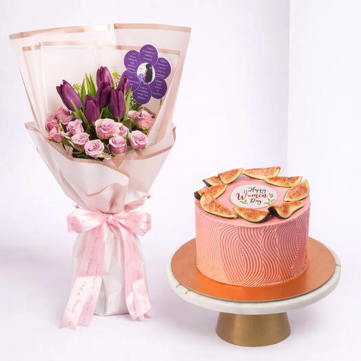 Combo Fleurs et Gâteau pour la Journée de la Femme