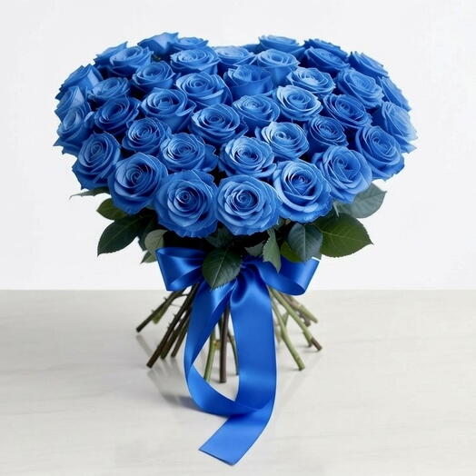 Bouquet de 41 roses bleu foncé – arrangement floral luxueux bleu royal