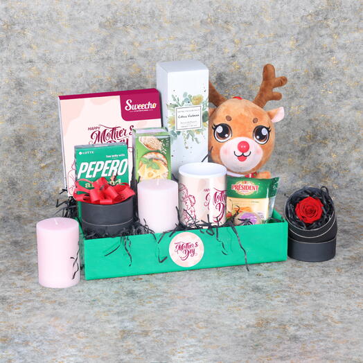 Подарочный поднос на День матери зелёный