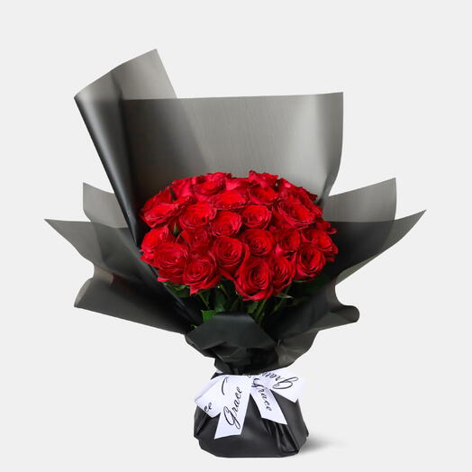 Roses rouges en bouquet moyen