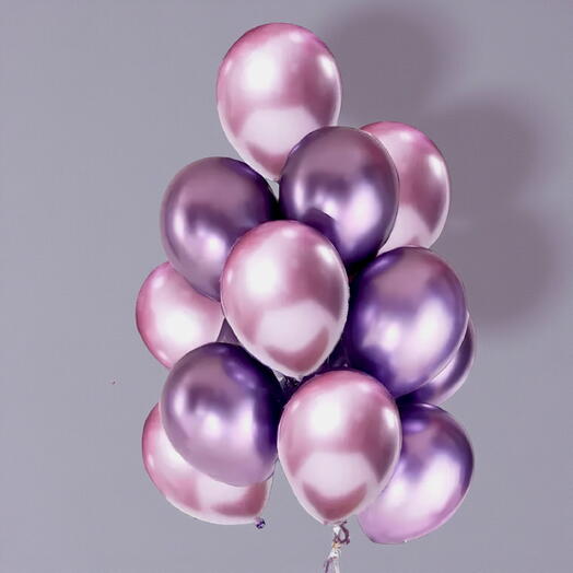 Набор розовых и фиолетовых хромированных шаров