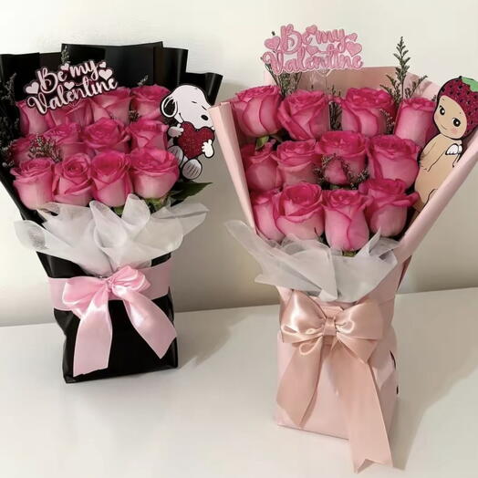 Стань моим Валентином _ Роскошный набор из двух букетов для неё, для него