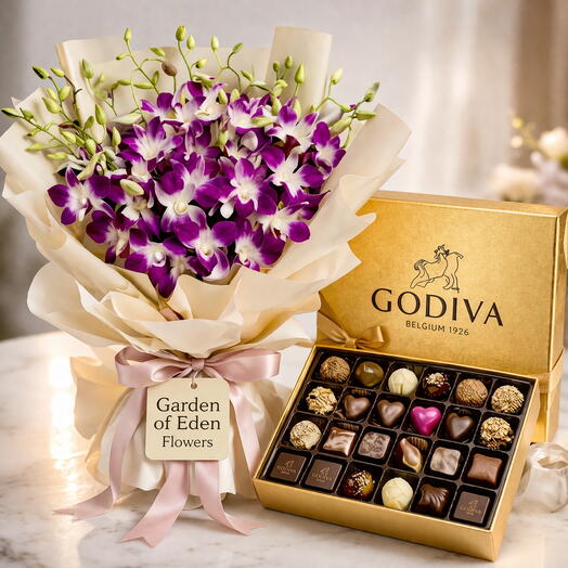 أوركيدات التدليل الملكي   طقم هدايا جوديفا