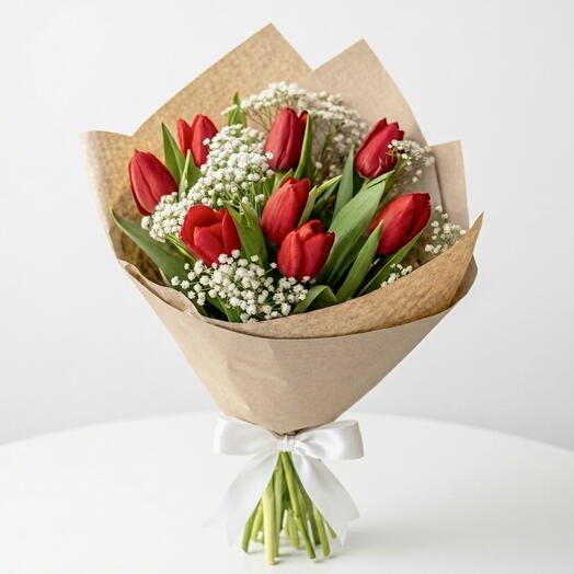 9 Red Tulips Bouquet – Elegant Romantic Tulip Flowers in Dubai