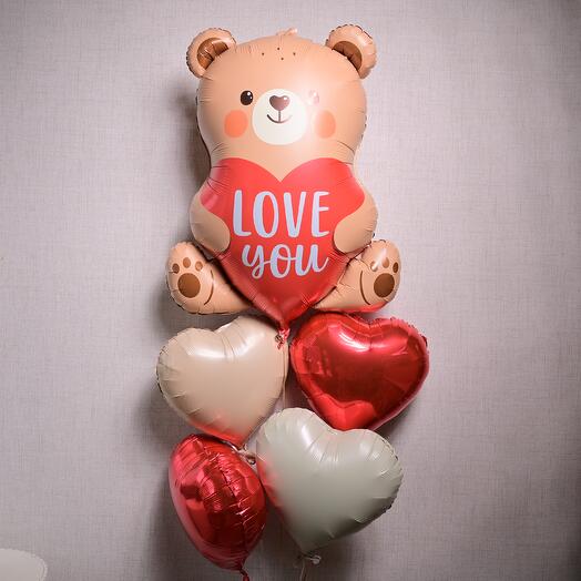 Love You Teddy Foil Balloon Set  7011
