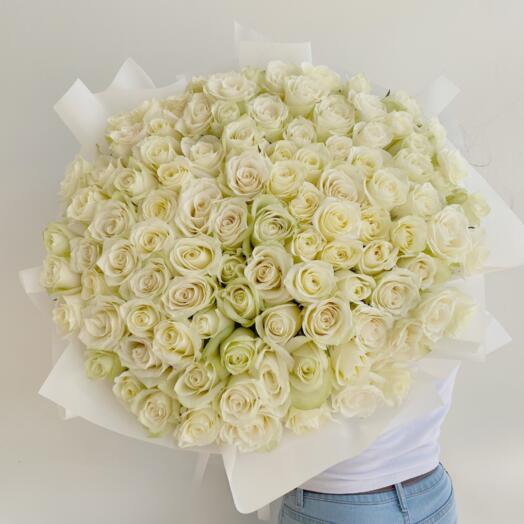 100 White Roses Premium Bouquet