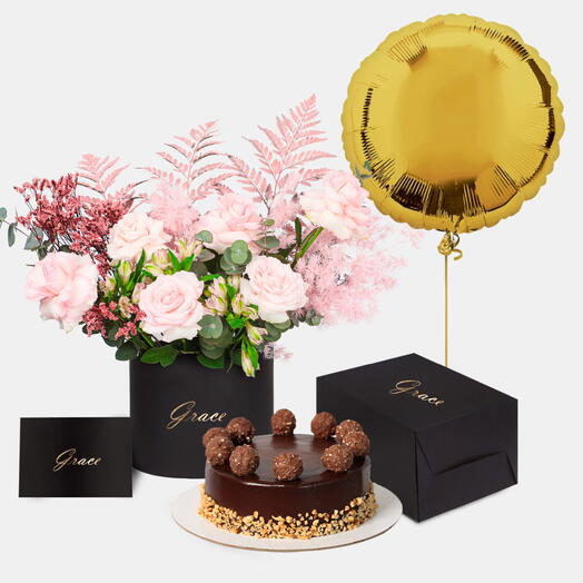 Flamant dans une boîte avec gâteau Ferrero - lot