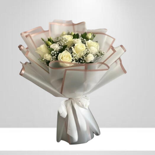 Snow petals Florist Special White Rose Bouquet
