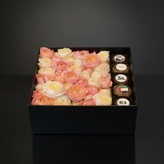 LARGE GIFT BOX WITH ROSE AND CHOCOLATES (5PCS) - PRINTED