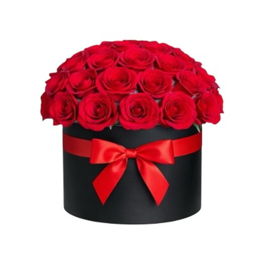 Caja de rosas rojas