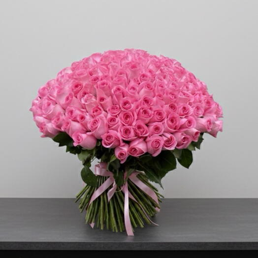 Букет из 101 розы розового цвета 70 см
