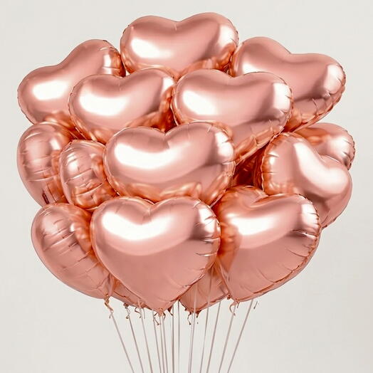 15 Pink Heart Foil Balloons | Helium Love Balloon Set