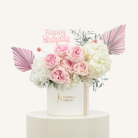 Happy Birthday Pink Flower   Cake