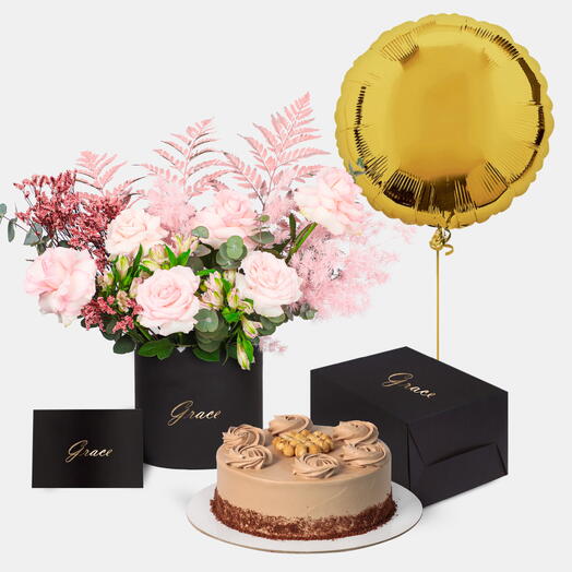 Набор: фламинго в коробке с тортом Nutella